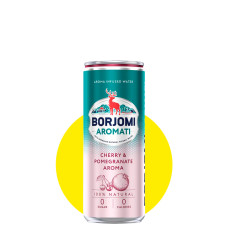 Напій безалкогольний Боржомі Ароматі/Borjomi Aromati з ароматом вишні та гранату, 0,330л, ж/б